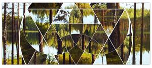 Slika - Geometrijski kolaž na ozadju nordijskih gozdov (120x50 cm)