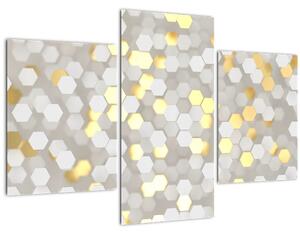 Slika - zlati in beli šesterokotniki (90x60 cm)