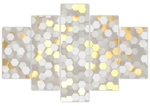 Slika - zlati in beli šesterokotniki (150x105 cm)