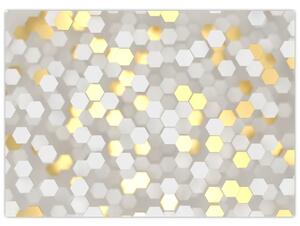 Slika - zlati in beli šesterokotniki (70x50 cm)