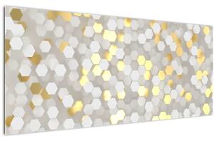 Slika - zlati in beli šesterokotniki (120x50 cm)