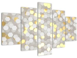 Slika - zlati in beli šesterokotniki (150x105 cm)