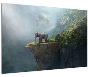 Slika - Sloni na vrhu Tadž Mahala (90x60 cm)