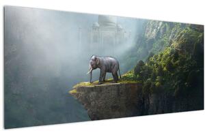 Slika - Sloni na vrhu Tadž Mahala (120x50 cm)