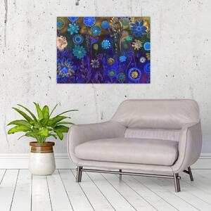 Slika temno modrih cvetov (70x50 cm)