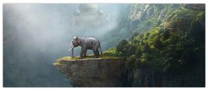 Slika - Sloni na vrhu Tadž Mahala (120x50 cm)