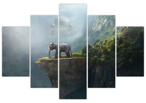 Slika - Sloni na vrhu Tadž Mahala (150x105 cm)