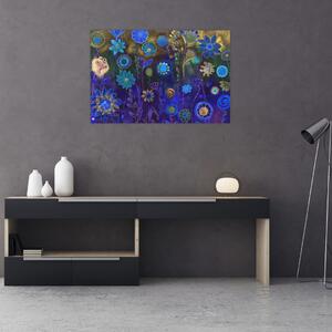 Slika temno modrih cvetov (90x60 cm)