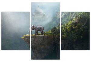 Slika - Sloni na vrhu Tadž Mahala (90x60 cm)