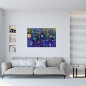 Slika temno modrih cvetov (90x60 cm)