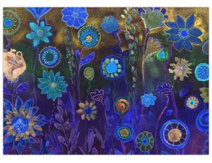 Slika temno modrih cvetov (70x50 cm)
