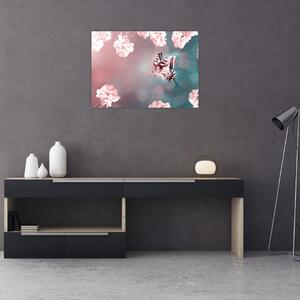 Slika - Metulj med rožami (70x50 cm)