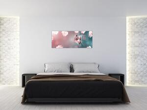 Slika - Metulj med rožami (120x50 cm)