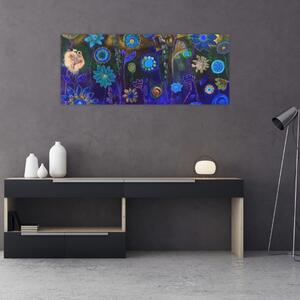 Slika temno modrih cvetov (120x50 cm)