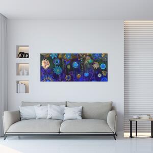 Slika temno modrih cvetov (120x50 cm)