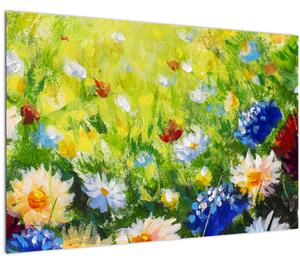 Slika cvetočega travnika, oljna slika (90x60 cm)
