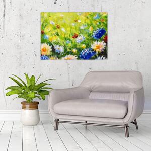 Slika cvetočega travnika, oljna slika (70x50 cm)