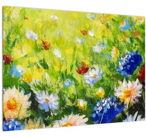 Slika cvetočega travnika, oljna slika (70x50 cm)