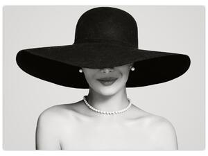 Staklena slika - Ženska s klobukom (70x50 cm)