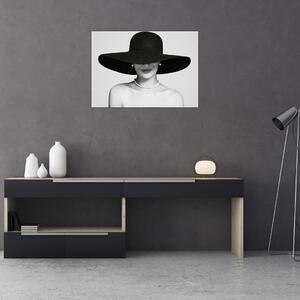 Staklena slika - Ženska s klobukom (70x50 cm)