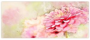 Slika - Rožnata roža, akvarel (120x50 cm)