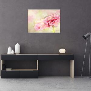 Staklena slika - Rožnata roža, akvarel (70x50 cm)