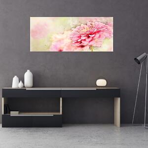 Slika - Rožnata roža, akvarel (120x50 cm)