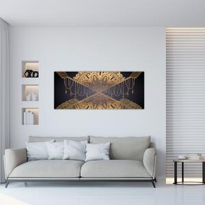 Slika - Zlata mandala s puščicami (120x50 cm)