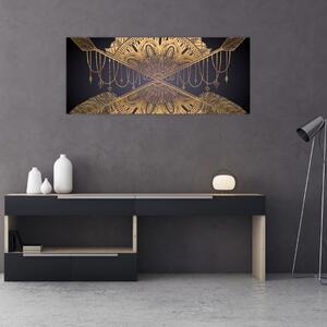 Slika - Zlata mandala s puščicami (120x50 cm)