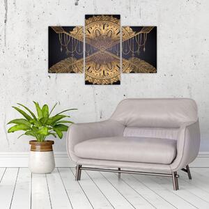 Slika - Zlata mandala s puščicami (90x60 cm)