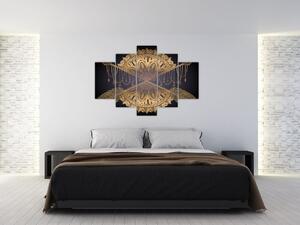 Slika - Zlata mandala s puščicami (150x105 cm)