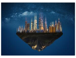 Slika - Veliko mesto lebdi skozi vesolje (70x50 cm)