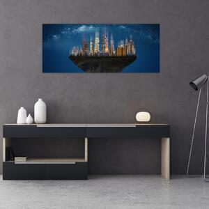 Slika - Veliko mesto lebdi skozi vesolje (120x50 cm)