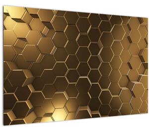 Slika - Zlati šesterokotniki (90x60 cm)