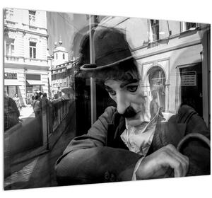 Staklena slika - Charles Chaplin v Pragi (70x50 cm)