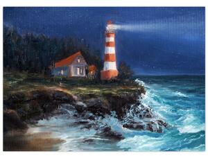 Slika - Svetilnik na obali oceana, akvarel (70x50 cm)