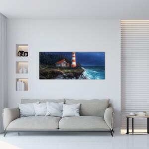 Slika - Svetilnik na obali oceana, akvarel (120x50 cm)