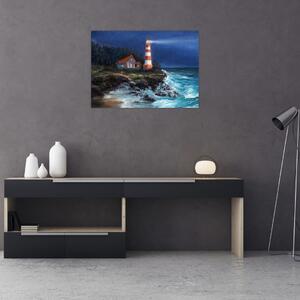Slika - Svetilnik na obali oceana, akvarel (70x50 cm)
