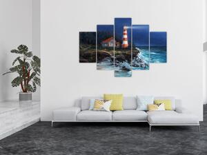 Slika - Svetilnik na obali oceana, akvarel (150x105 cm)