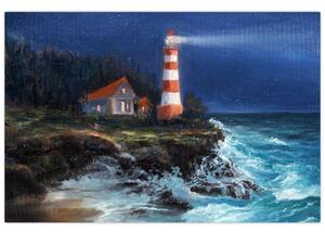 Slika - Svetilnik na obali oceana, akvarel (90x60 cm)