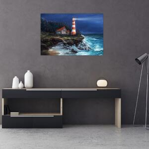 Slika - Svetilnik na obali oceana, akvarel (90x60 cm)