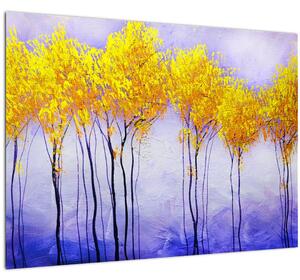 Staklena slika rumenih dreves (70x50 cm)