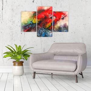 Slika rdeče papige ara (90x60 cm)