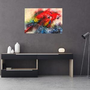 Slika rdeče papige ara (90x60 cm)