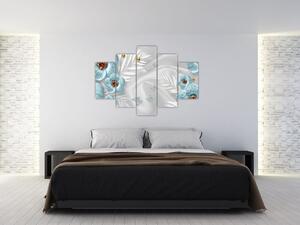 Slika - 3D modre rože (150x105 cm)