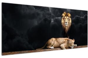 Slika - Lev in levinja v oblakih (120x50 cm)