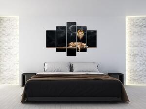 Slika - Lev in levinja v oblakih (150x105 cm)