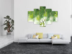 Slika - Jeleni v gozdu (150x105 cm)