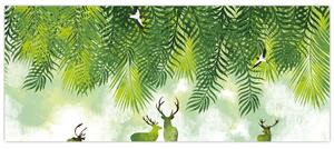 Slika - Jeleni v gozdu (120x50 cm)