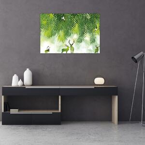 Slika - Jeleni v gozdu (90x60 cm)